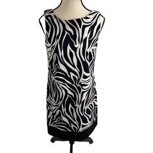 AGB Dress Womens 6 Sleeveless Black White Zebra Print Shift Sheath Dress